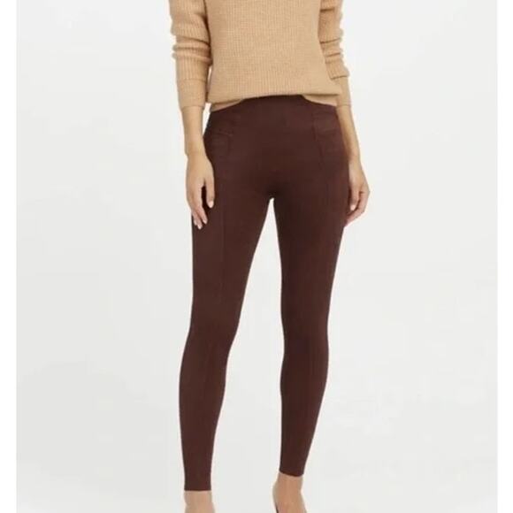 Spanx Womens Faux Suede Pull On Leggings Terracotta 1X Wine Plum Brown Boldcore - Picture 1 of 6